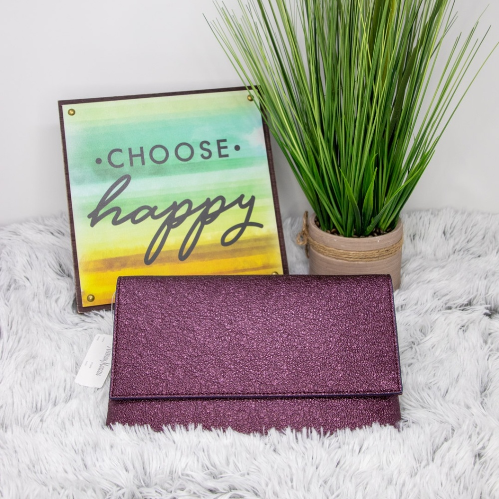 Neiman Marcus Crinkle Metallic Clutch